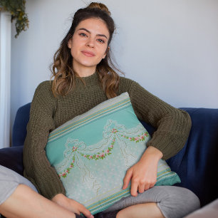 Roses Garlands Lacy Swags Bow Knots Homedecor Kussen