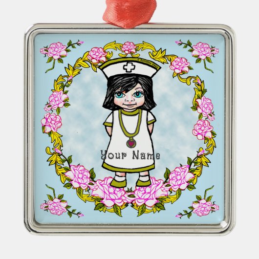 Roses Girl Nurse Ceramic Ornament (Voorkant)