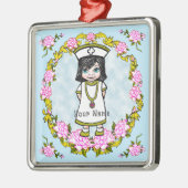 Roses Girl Nurse Ceramic Ornament (Links)