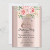 Roses Glitter Drips Rose Gold 65e Verjaardag Kaart (Voorkant)