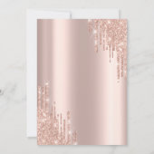 Roses Glitter Drips Rose Gold 65e Verjaardag Kaart (Achterkant)
