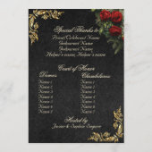 Roses & Gold Leaves - Black Quinceanera Program Programmakaart (Achterkant)