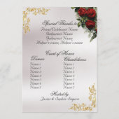 Roses & Gold Leaves - Pearl Quinceanera Program Programmakaart (Achterkant)