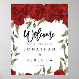 roses greenery bruiloft welkom poster