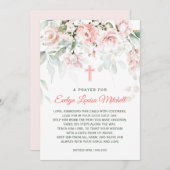 Roses Greenery Foliage Baptism Prayer Invita Kaart (Voorkant / Achterkant)