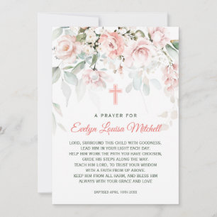 Roses Greenery Foliage Baptism Prayer Invita Kaart