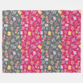 Roses, Hearts, and Hands Pattern Fleece Deken (Voorkant (Horizontaal))