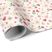 Roses Hearts & Love Letters - Wrapping Paper Roll Cadeaupapier (Rol Hoek)