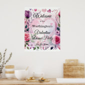 Roses hearts Valentine floral pastel watercolor Poster (Keuken)