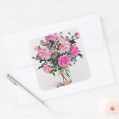 Roses in a Glass Jar Vierkante Sticker (Envelop)