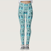 Roses In a Rough Patch Aqua Leggings (Voorkant)