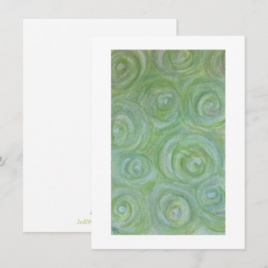 Roses in green, white and pinks Flat Card Feestdagenkaart (Voorkant / Achterkant)