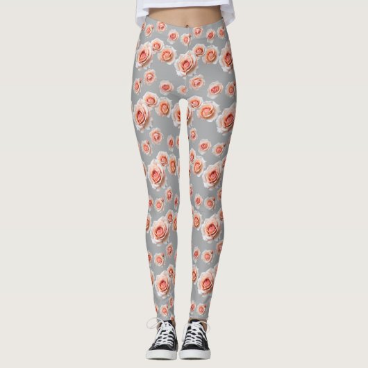 Roses In Shades Of Peach And Coral  Leggings (Voorkant)