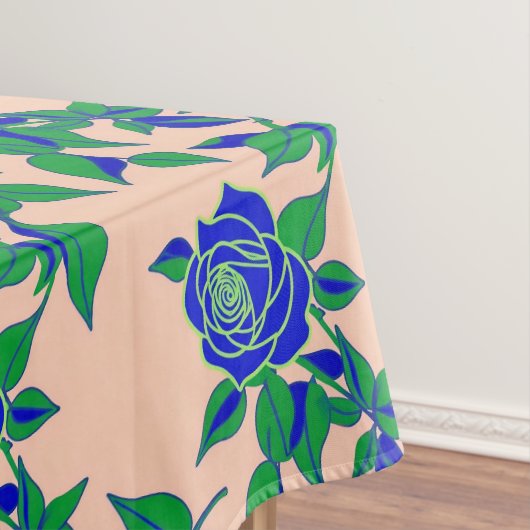 Roses In Striking Electric Blue With Green Leaves Tafelkleed (Voorbeeld)
