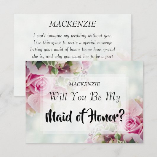 Roses Maid of Honor proposal Kaart (Voorkant / Achterkant)