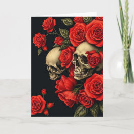 Roses n Skulls Valentine Card Bedankkaart