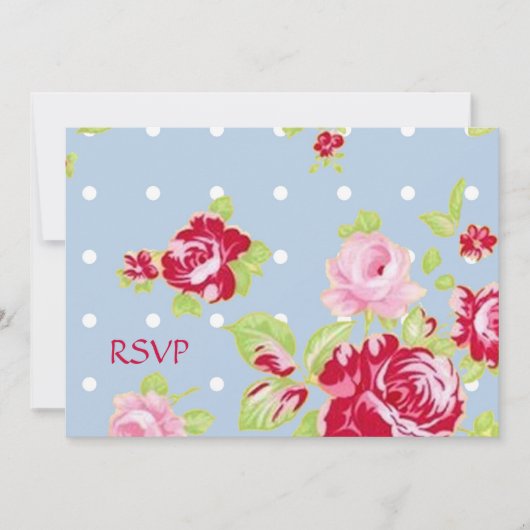 Roses On Blue Bruiloftsreceptie RSVP Kaart (Voorkant)