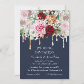 Roses on Blue Customizable Wedding Invitation (Voorkant)
