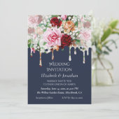 Roses on Blue Customizable Wedding Invitation (Staand voorkant)
