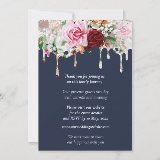 Roses on Blue Customizable Wedding Invitation (Achterkant)