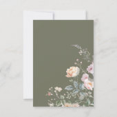 Roses on Olive Green Wedding Save The Date (Achterkant)