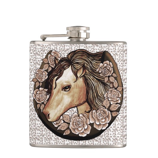 Roses Paard Fles Heupfles (Voorkant)
