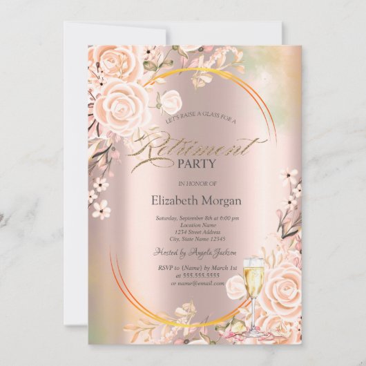 Roses Prosecco Petals Rose Gold Kaart (Voorkant)