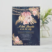 Roses Pumpkin Navy Baby shower Kaart (Staand voorkant)