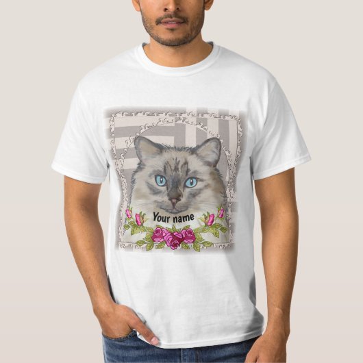 Roses Ragdoll Kat T-Shirt (Voorkant)