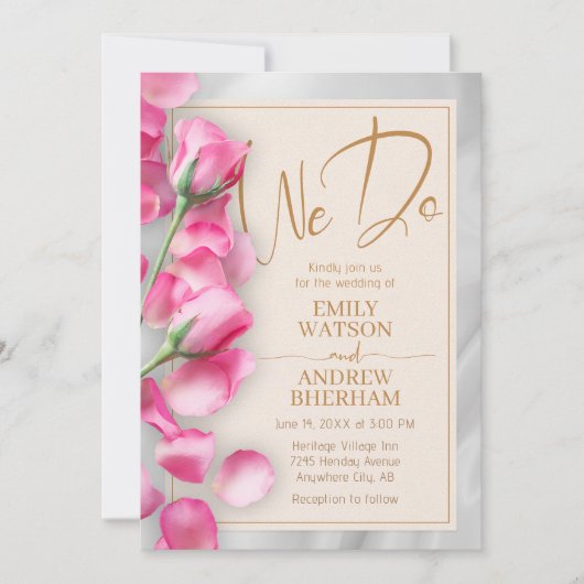 Roses Roses Wedding Uitnodiging (Voorkant)