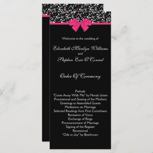 Roses roze roze roze roze roze roze roze roze roze programmakaart (Voorkant / Achterkant)