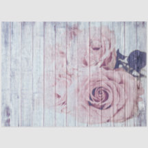 Roses Rustic White Wood Decoupage Tissue Paper