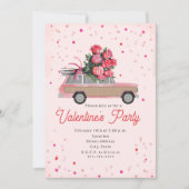 Roses SUV Truck Confetti Valentijnsfeest Uitnodigi Kaart (Voorkant)