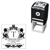 Roses & Tulips Border Frame Name Initial Address Zelfinktende Stempel (In situ)