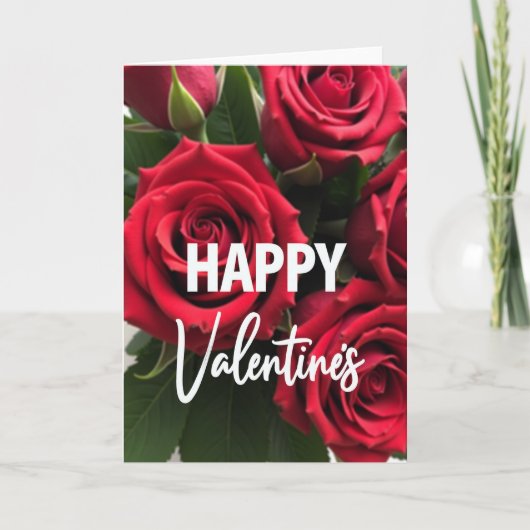 Roses Valentines Happy Card Kaart (Voorkant)