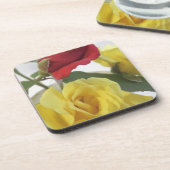 Roses van rood of geel bier onderzetter (Linkerzijde)