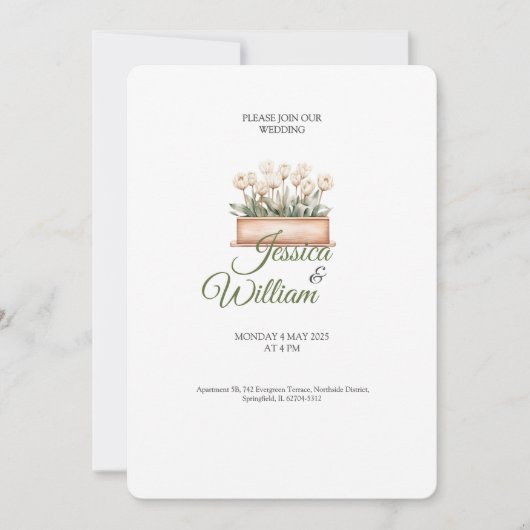 roses vase elegant wedding invitation kaart (Voorkant)