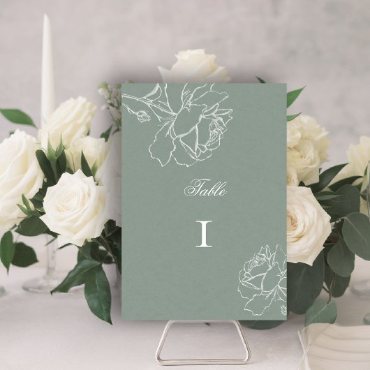 Roses Vow Sage Green Modern Classic Formal Wedding Kaart
