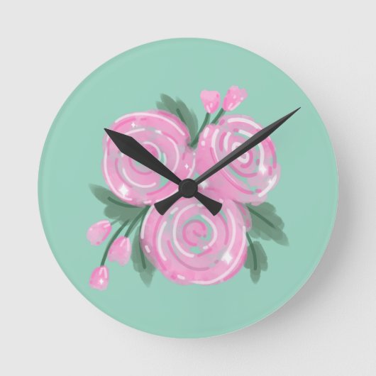 Roses Wall Clock  Ronde Klok (Voorkant)