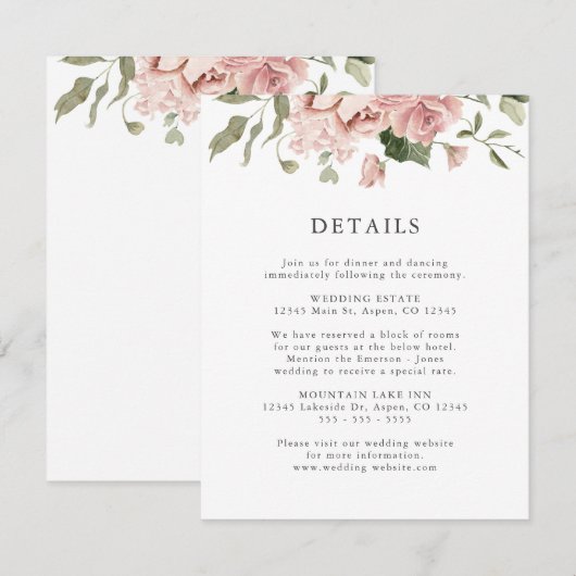 Roses Wedding Informatiekaartje (Voorkant / Achterkant)