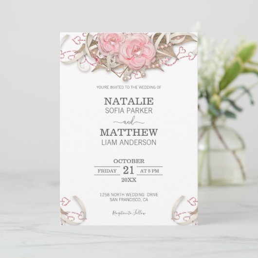 Roses Wedding Kaart (Staand voorkant)