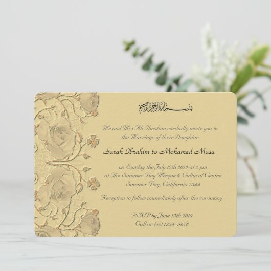  RosesTrellis Floral Muslim bruiloft Kaart (Staand voorkant)