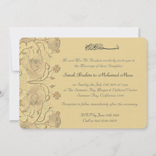  RosesTrellis Floral Muslim bruiloft Kaart (Voorkant)