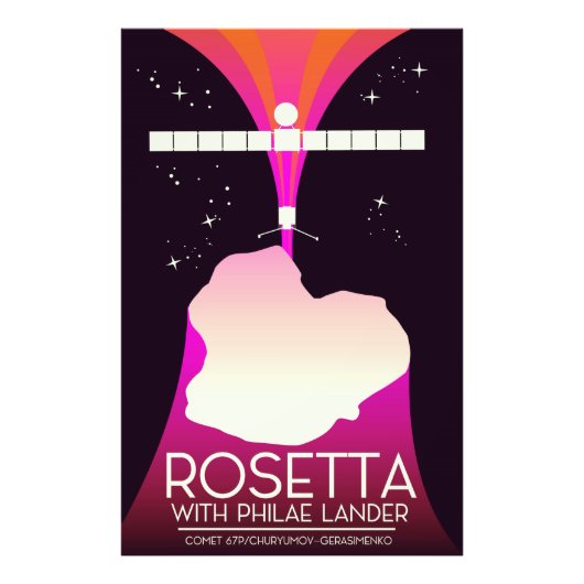 Rosetta & Philae Lander ruimte kunst. Foto Afdruk (Voorkant)