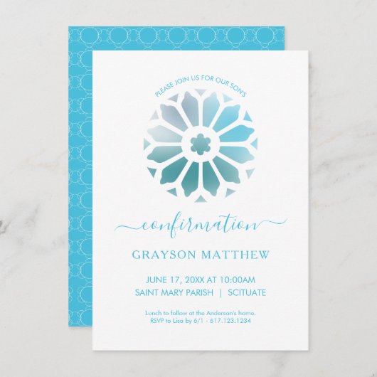 Rosette, Blue Confirmation Kaart (Voorkant / Achterkant)