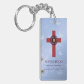 Rosette Cross Blue Butterflies Pet Memorial Poem Sleutelhanger (Voorkant Links)