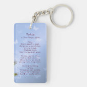 Rosette Cross Blue Butterflies Pet Memorial Poem Sleutelhanger (achterkant)