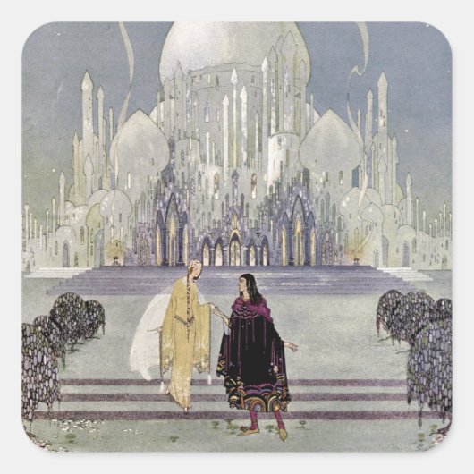 Rosette en Prince Charmant Vierkante Sticker (Voorkant)