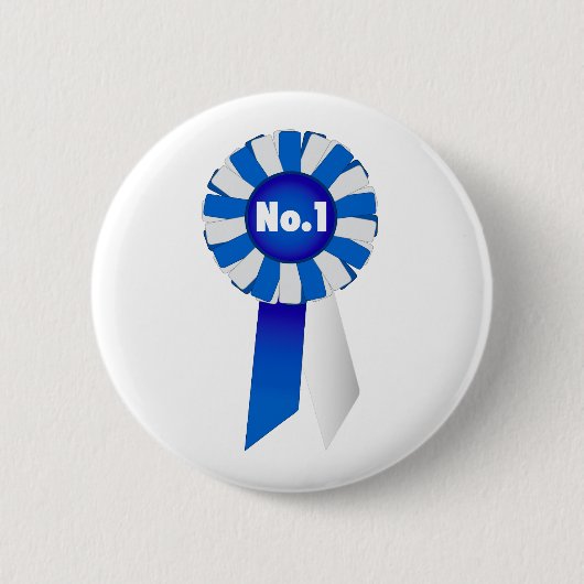 Rosette in Blue and White No. 1 Button Badge (Voorkant)