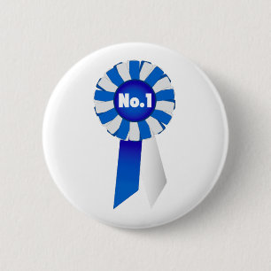 Rosette in Blue and White No. 1 Button Badge